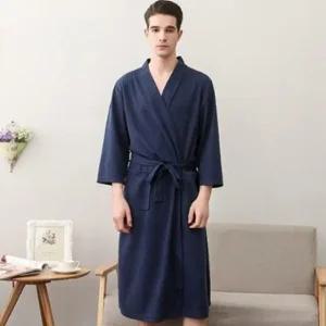 여름 호텔 스타일 샤워가운 쿨 와플 커플 목욕 수면 가운 Free Size