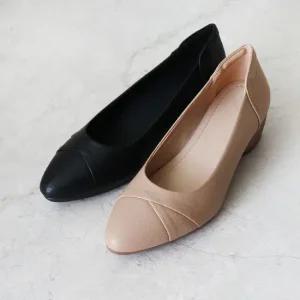 천연소가죽 오피스 컴포트 쿠션 발편한 펌프스 미들힐 4.5CM P-M881