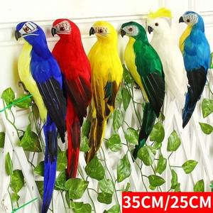 수제 시뮬레이션 앵무새 25/35cm 크리 에이 티브 깃털 잔디 입상 장식 동물 조류 정원 소품 미니어처