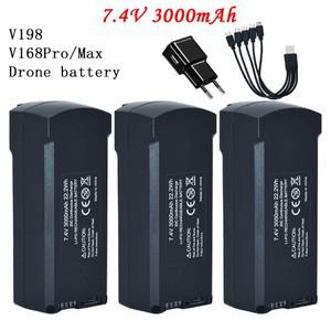 V198 프로 맥스 브러시리스 GPS 장애물 회피 리모컨 드론 쿼드콥터 액세서리 7.4V 3000Mah 배터리 USB 5To1