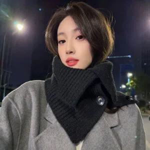 [콩심팥심]여성 넥워머 겨울 머플러 버튼잠금 방한 터틀넥 3컬러