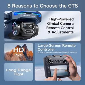 오리지널 GT8 드론 4K GPS 전문가용 HD 항공 촬영 원격 조종 항공기 5G HD 듀얼 카메라 쿼드콥터 장난감 UA
