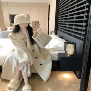 셀_여성 긴 모피 코트 양털 인조 퍼 일체 램스 울 도톰 패딩 하프 조거 테디베어 퍼 겨울