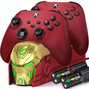 2X 5520mWh 배터리 팩 액세서리 저장 공간이 있는 충전식 Xbox One 컨트롤러 충전기 스테이션 - Xbox Series X/S/One/One X/One S Elite 4개의 배터리 커버(노란색)용