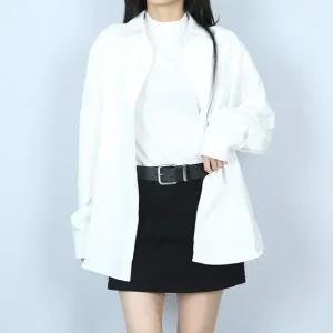 베이직 화이트 오버핏 긴팔 루즈 박시 남방 셔츠  파