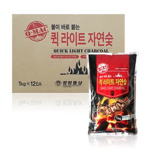 큐맥 퀵라이트 자연숯 (1kg) x12개 1박스 캠핑용 바베큐 착화제 흑탄