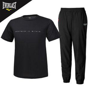 [에버라스트] 반팔티+우븐 조거팬츠 E-123UBK+E-335PBK 여름상하세트 빅사이즈 여름바지 남성용