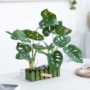 몬스테라 조화 화분 플랜테리어 반려식물 울타리 set 43cm 4타입 인테리어 조경 테이블 로비 장식 소품