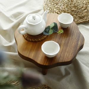 레인트리 나무 원목 슬림 연화반 소 20cm 차탁 티테이블 다과상 소반 트레이 탁상 찻상
