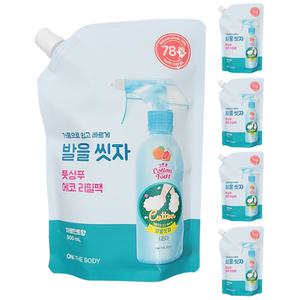 온더바디 코튼풋 발을씻자 풋샴푸 에코 리필 자몽민트향 500ml 5개