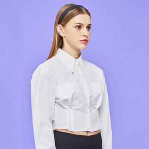 [KOLEAT]WOMEN 크롭 슬림 긴팔 셔츠 블라우스 [WHITE] 크롭티 긴팔티 ver.
