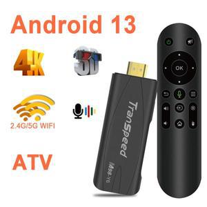 Transpeed ATV 안드로이드 13 TV 스틱 음성 어시스턴트 TV 앱 듀얼 와이파이 지원 4K 비디오 3D TV 박스 수