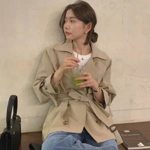 [하프클럽/]구름비 봄 가을 하프 트렌치코트 바바리 벨티드 더블 반 코트