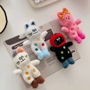 도트 키치냥이 고양이 키링 4종 미니 인형 열쇠 가방 고리 키홀더