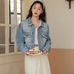 여자 빈티지 크롭 카라 데님 청자켓 DMSW-JKS-SWSDN06-블루