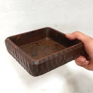 세월감 깊은 사각 재떨이 오래된 나무그릇 옛날 재떨이