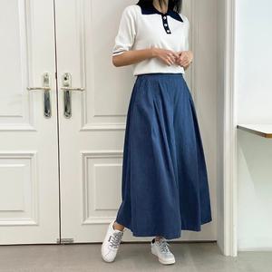 |KDP8723|에이라인 큐롯청바지 항아리 논스판 9부 데님팬츠