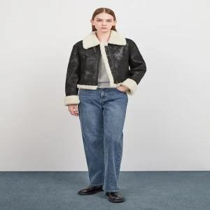 하이넥 레더 무스탕 점퍼 -AWUJKO41010
