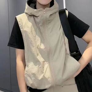 여성 후드 조끼 바람막이 민소매 후드집업