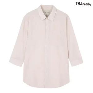 남성 7부 코튼린넨 루즈핏 스트라이프 셔츠 T202SH200P)