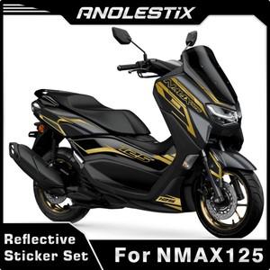 AnoleStix 반사 오토바이 바디 방수 장식 스티커 연료 탱크 패드 YAMAHA NMAX 125 용 페어링 서리로 덥은