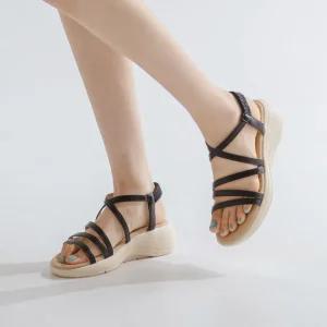 SOVO 스탭 웨지 스트랩 샌들 5cm