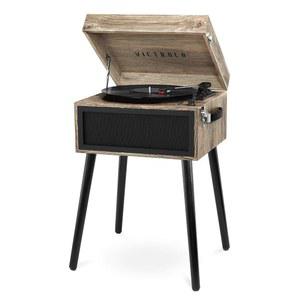 블루투스 무선 FM 라디오 USB 우드가 있는 빅트롤라 VTA-75-FOT 리버티 5-in-1 턴테이블 음악 엔터테인먼트 센터(팜하우스 오트밀)
