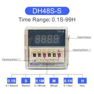 DH48S-S 타이머 시간 릴레이 스위치 AC 220V 0.1s-99h 무한 반복 사이클 SPDT 프로그래밍 가능