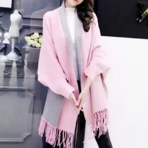 핑크그레이 샤로 미가 디건 숄 망토 머플러 숄 숄망토