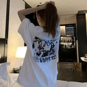 시그니처 훌륭한 품질 박스티 면반팔티여성용 우먼 넉넉핏 티탑 커플티 (WFJMS0L)