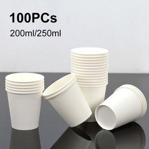 100PCs 일회용 종이컵 200ml 주스 마시는 커피 호텔 레스토랑 용품