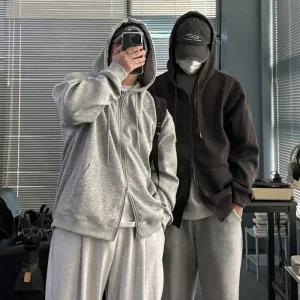 유인맨즈 / 1 + 1 얇은후드집업 모자큰후드티