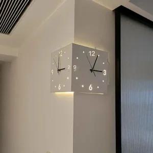모서리 벽걸이 시계 무소음 코너 코너벽시계 양면 기능 LED