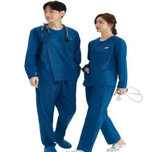 병원 간호복 유니폼 남성 여성용 면화 작업 세트 라운드 지퍼 디자인