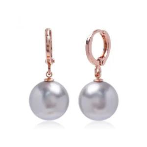 es4081 12mm 라이트그레이 진주 오스트리아 정품 오스트리아 크리스탈 제작 로즈골드 원터치 귀걸이