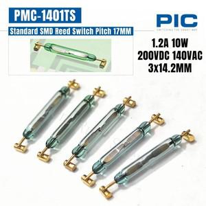 PMC-1401TS 피치 SMD 리드 스위치 정상 개방 NO 1.2A 10W 200V 3x14.2mm 마그네틱 제어 유도 센서 17mm 10