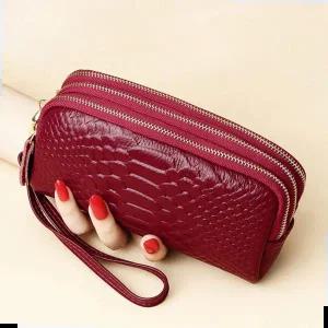 가죽손지갑 지갑 핸드 쓰리 롱 3 지퍼 클러치백 소가죽 대용량