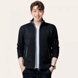 간절기 집업 자켓 남성 기모 안감 니트 지퍼 가디건 카디건 니트 가디건 집업 가을 겨울 자켓 하프넥