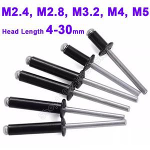 블랙 알루미늄 블라인드 리벳 돔 헤드 팝 생크 맨드릴 배기 자동차 길이 4-30mm M2.4 M3.2 M5 5-10 개