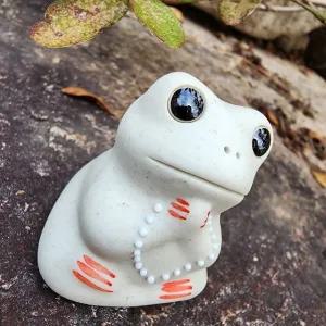 고품질 기도하는 합장 개구리 도자기 풍수소품 장식인형 명상 (WD5BB3C)