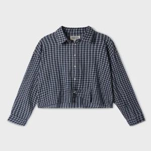 [후아유]Loose Fit Crop Check Shirts WHYAF4896F