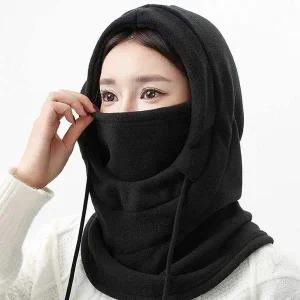 [콩심팥심]스트링 후드넥워머 방한모 폴라 기모모자 바라클라바