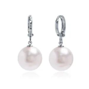 고품질 E478 12mm 화이트 진주 오스트리아 원터치 귀걸이 (WFFOJ6P)