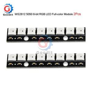 LED PCB 보드  WS2812 RGB 5050  8 비트  1x8 픽셀 패널 매트릭스 스크린  IC 모듈  800Kbps  2 개/로트