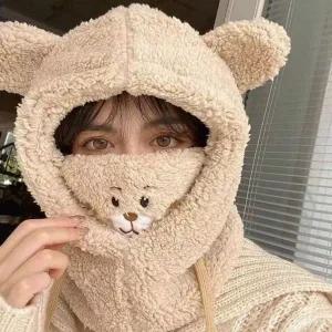 [콩심팥심]귀여운 후리스 곰돌이 바라클라바 넥워머 마스크 3색