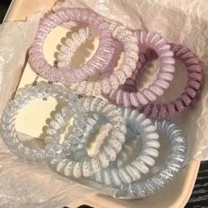 스프링 머리끈 4개 set ULM-0424 여성머리끈 머리끈 고무줄 머리고무줄 전화선머리끈 스프링머리끈