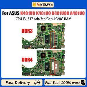 AKEMY K401UB 노트북 메인보드 ASUS K401UQ A401UQ V401UQ V400U 4G/8G RAM I3 I5 I7 6/7 세대 V2G DDR4