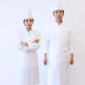 긴팔 조리사 시험복 위생복 쉐프복 3종세트(긴팔상의+앞치마+모자)