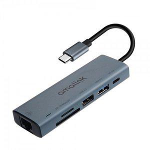 [에스투씨엔아이][FW839] Coms USB Type C 멀티허브, USB 3.0, 2.0, Type-C(PD) 포트, RJ45 이더넷 랜
