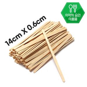 14cm (두께 0.6cm) / 식품용 친환경 나무 커피 스틱 막대 개별포장 14cm 100개 십스틱 카페